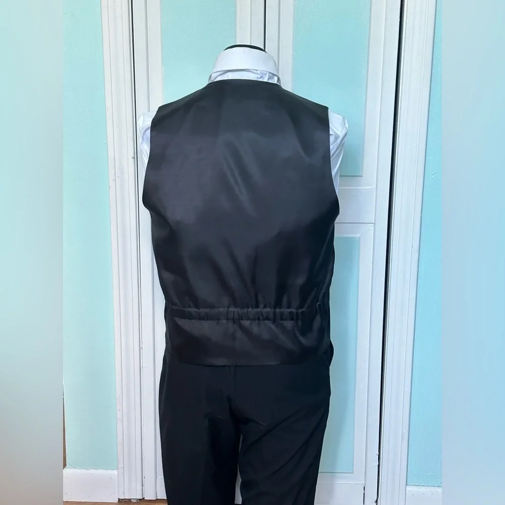 Wine Burgundy Maroon Satin Closed Back Vest Wedding Prom Men’s Medium M
